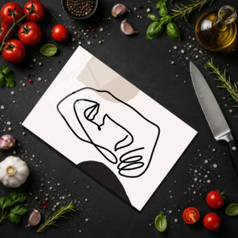 Minimalist Çizgili Sanat Desenli Temperli Cam Kesme Tahtası - Glazella Minimalist Çizgili Sanat Desenli Temperli Cam Kesme Tahtası - Glazella
