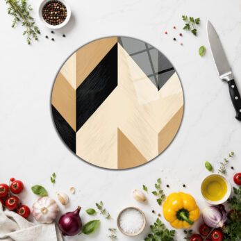 Modern Geometrik Desenli Çok Amaçlı Cam Kesme Tahtası - Glazella
