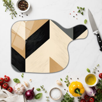 Modern Geometrik Desenli Çok Amaçlı Cam Kesme Tahtası - Glazella