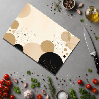 Modern Sanat Beige Cam Kesme Tahtası - Çok Amaçlı ve Hijyenik - Glazella