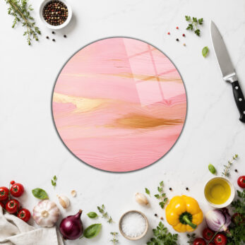 Pembe Altın Akışkan Desenli Lüks Cam Kesme Tahtası - Glazella