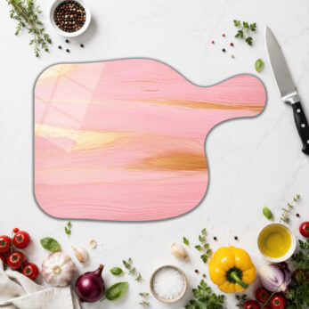 Pembe Altın Akışkan Desenli Lüks Cam Kesme Tahtası - Glazella