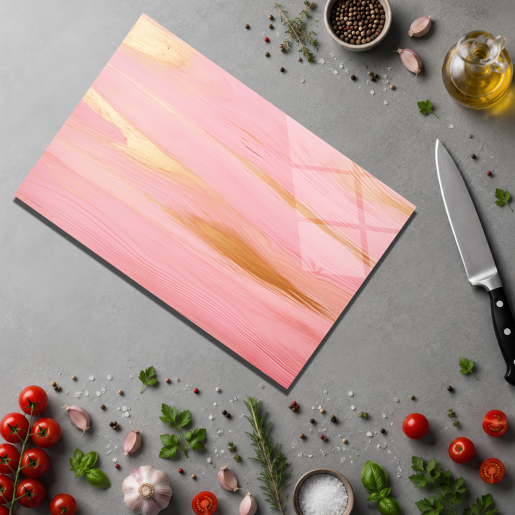 Pembe Altın Akışkan Desenli Lüks Cam Kesme Tahtası - Glazella Pembe Altın Akışkan Desenli Lüks Cam Kesme Tahtası - Glazella