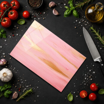 Pembe Altın Akışkan Desenli Lüks Cam Kesme Tahtası - Glazella Pembe Altın Akışkan Desenli Lüks Cam Kesme Tahtası - Glazella