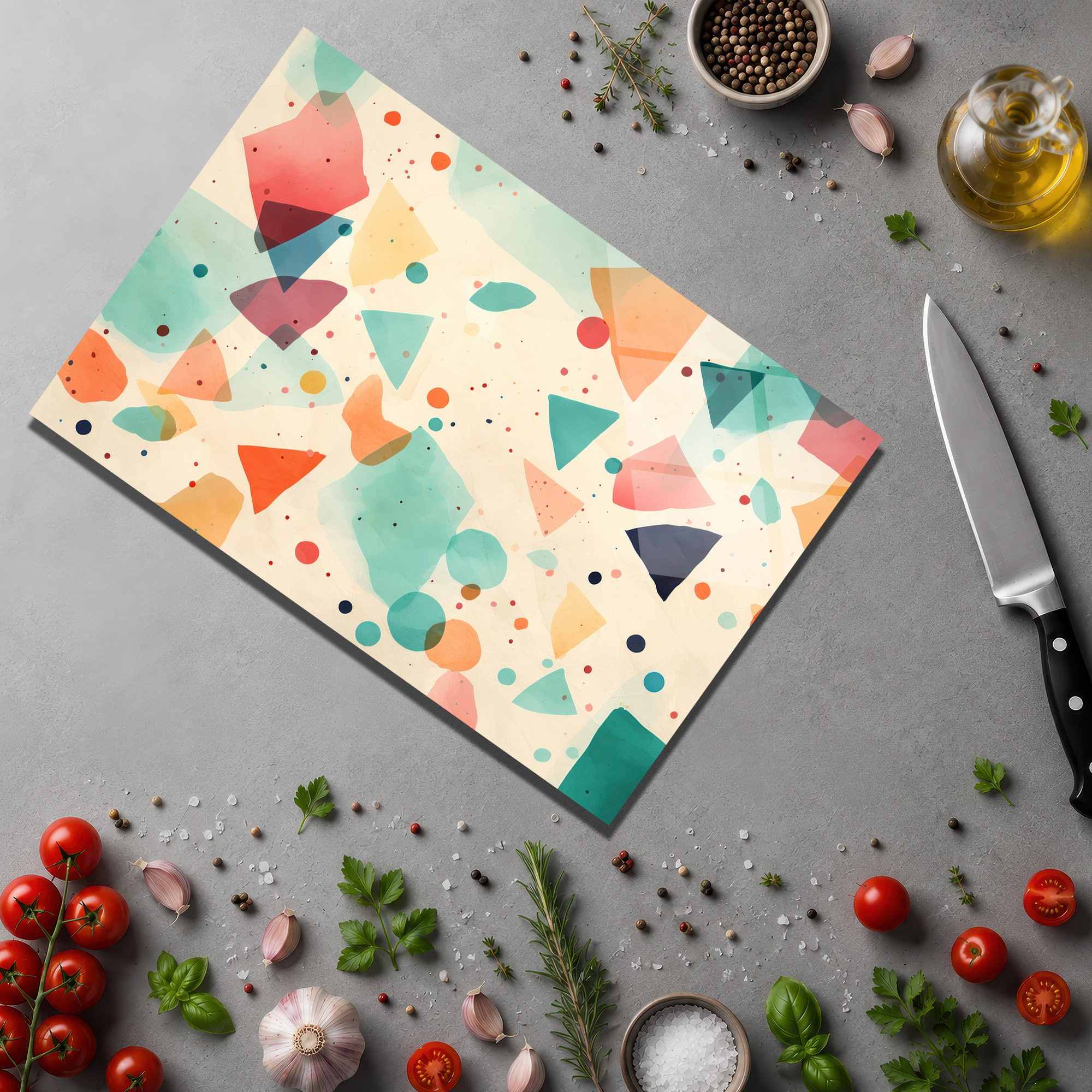 Modern Sanat Dokunuşlu Çok Amaçlı Cam Kesme Tahtası - Glazella Modern Sanat Dokunuşlu Çok Amaçlı Cam Kesme Tahtası - Glazella