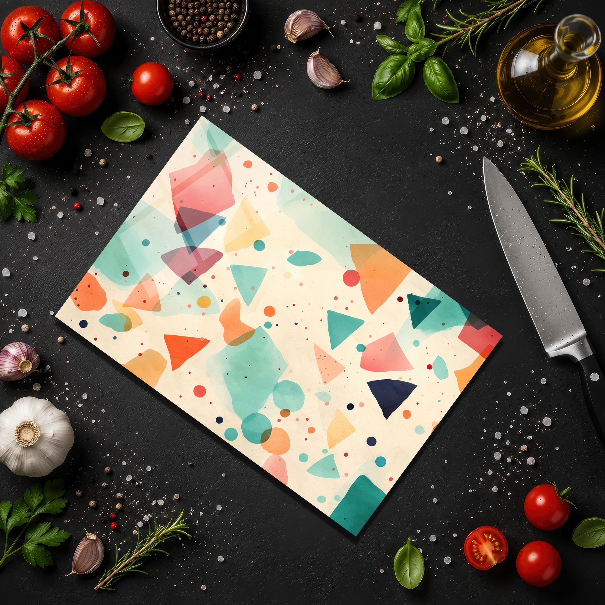 Modern Sanat Dokunuşlu Çok Amaçlı Cam Kesme Tahtası - Glazella Modern Sanat Dokunuşlu Çok Amaçlı Cam Kesme Tahtası - Glazella