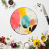 Vibrant Soyut Sanat Cam Kesme Tahtası - Modern Mutfak Aksesuarı - Glazella