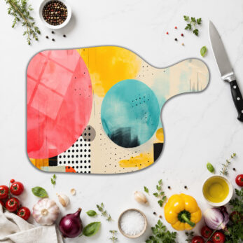 Vibrant Soyut Sanat Cam Kesme Tahtası - Modern Mutfak Aksesuarı - Glazella