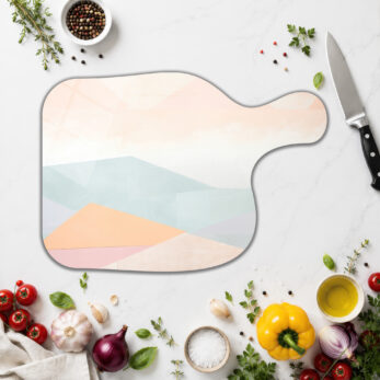 Pastel Geometrik Desenli Modern Cam Kesme Tahtası – Şık Mutfak Yardımcısı - Glazella
