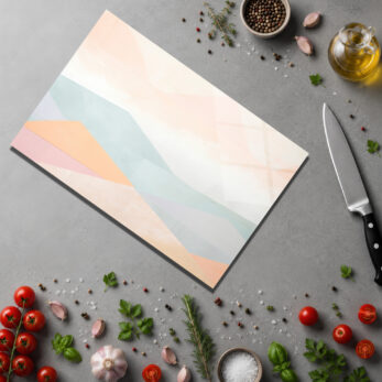 Pastel Geometrik Desenli Modern Cam Kesme Tahtası – Şık Mutfak Yardımcısı - Glazella
