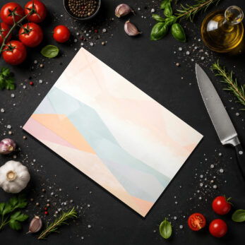 Pastel Geometrik Desenli Modern Cam Kesme Tahtası – Şık Mutfak Yardımcısı - Glazella
