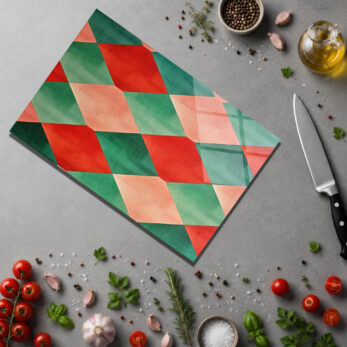 Canlı Geometrik Desenli Glazella Yuvarlak Cam Kesme Tahtası - Glazella Canlı Geometrik Desenli Glazella Yuvarlak Cam Kesme Tahtası - Glazella