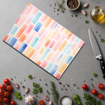 Pastel Tonlarda Sanatsal Cam Kesme Tahtası - Modern Mutfaklara Dokunuş - Glazella