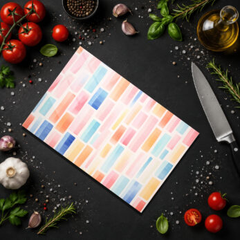 Pastel Tonlarda Sanatsal Cam Kesme Tahtası - Modern Mutfaklara Dokunuş - Glazella