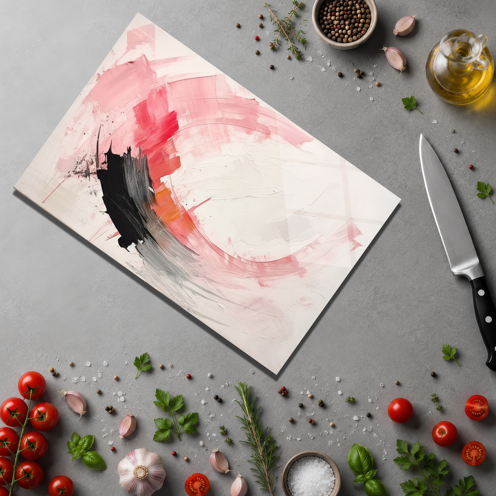 Soyut Sanat Desenli Temperli Cam Kesme Tahtası - Glazella Soyut Sanat Desenli Temperli Cam Kesme Tahtası - Glazella