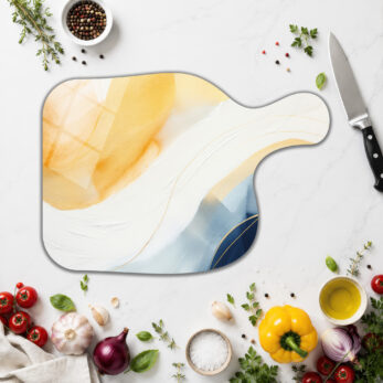 Modern Sanat Temalı Yuvarlak Cam Kesme Tahtası: Şık ve Fonksiyonel - Glazella