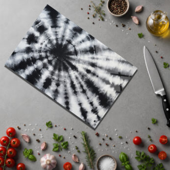 Siyah Beyaz Spiral Desenli Şık Cam Kesme Tahtası - Glazella Siyah Beyaz Spiral Desenli Şık Cam Kesme Tahtası - Glazella