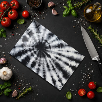 Siyah Beyaz Spiral Desenli Şık Cam Kesme Tahtası - Glazella Siyah Beyaz Spiral Desenli Şık Cam Kesme Tahtası - Glazella