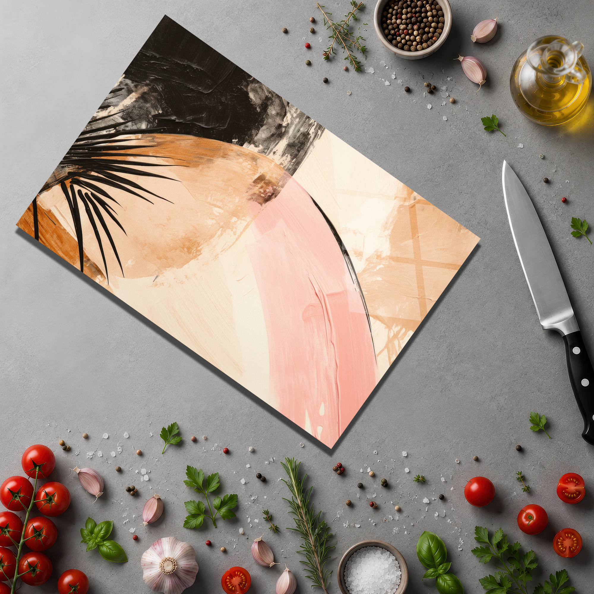 Soyut Sanat Desenli Cam Kesme Tahtası | Modern Mutfak Şıklığı - Glazella Soyut Sanat Desenli Cam Kesme Tahtası | Modern Mutfak Şıklığı - Glazella
