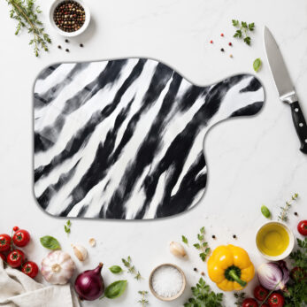 Zebra Deseni Temperli Cam Kesme Tahtası – Modern Mutfak Şıklığı - Glazella