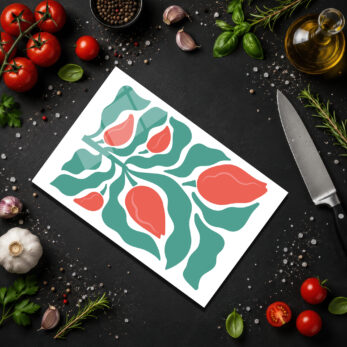 Canlı Yaprak Desenli Modern Cam Kesme Tahtası - Glazella Canlı Yaprak Desenli Modern Cam Kesme Tahtası - Glazella