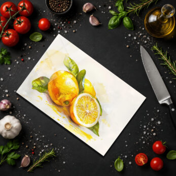 Canlı Limon Desenli Yuvarlak Cam Kesme Tahtası - Glazella Canlı Limon Desenli Yuvarlak Cam Kesme Tahtası - Glazella