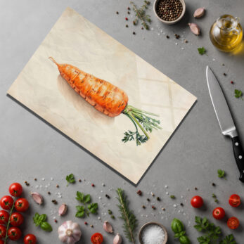 Vintage Havuç Desenli Yuvarlak Cam Kesme Tahtası - Glazella Vintage Havuç Desenli Yuvarlak Cam Kesme Tahtası - Glazella