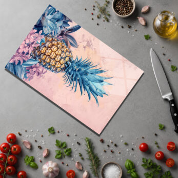 Vibrant Tropik Ananas Desenli Cam Kesme Tahtası - Glazella Vibrant Tropik Ananas Desenli Cam Kesme Tahtası - Glazella