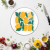 Modern Limon Desenli Yuvarlak Cam Kesme Tahtası - Glazella Modern Limon Desenli Yuvarlak Cam Kesme Tahtası - Glazella