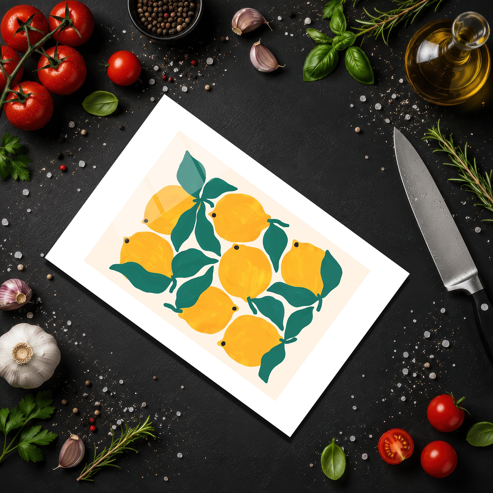 Modern Limon Desenli Yuvarlak Cam Kesme Tahtası - Glazella Modern Limon Desenli Yuvarlak Cam Kesme Tahtası - Glazella