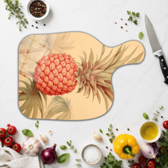 Tropikal Ananas Desenli Kırılmaya Dayanıklı Cam Kesme Tahtası - Glazella