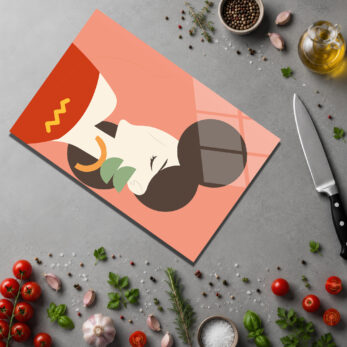 Modern Sanat Temalı Yuvarlak Cam Kesme Tahtası - Glazella Modern Sanat Temalı Yuvarlak Cam Kesme Tahtası - Glazella