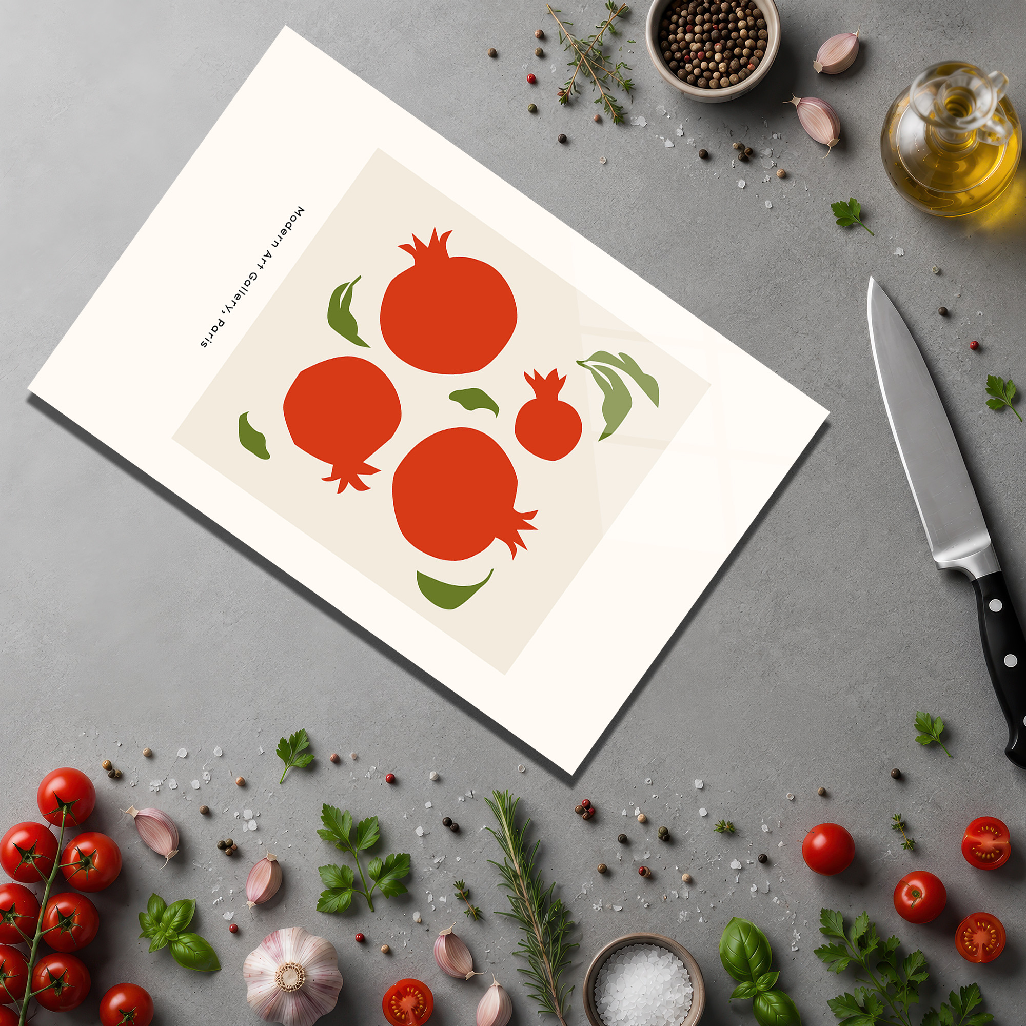 Nar Desenli Modern Sanat Cam Kesme Tahtası - Glazella Nar Desenli Modern Sanat Cam Kesme Tahtası - Glazella