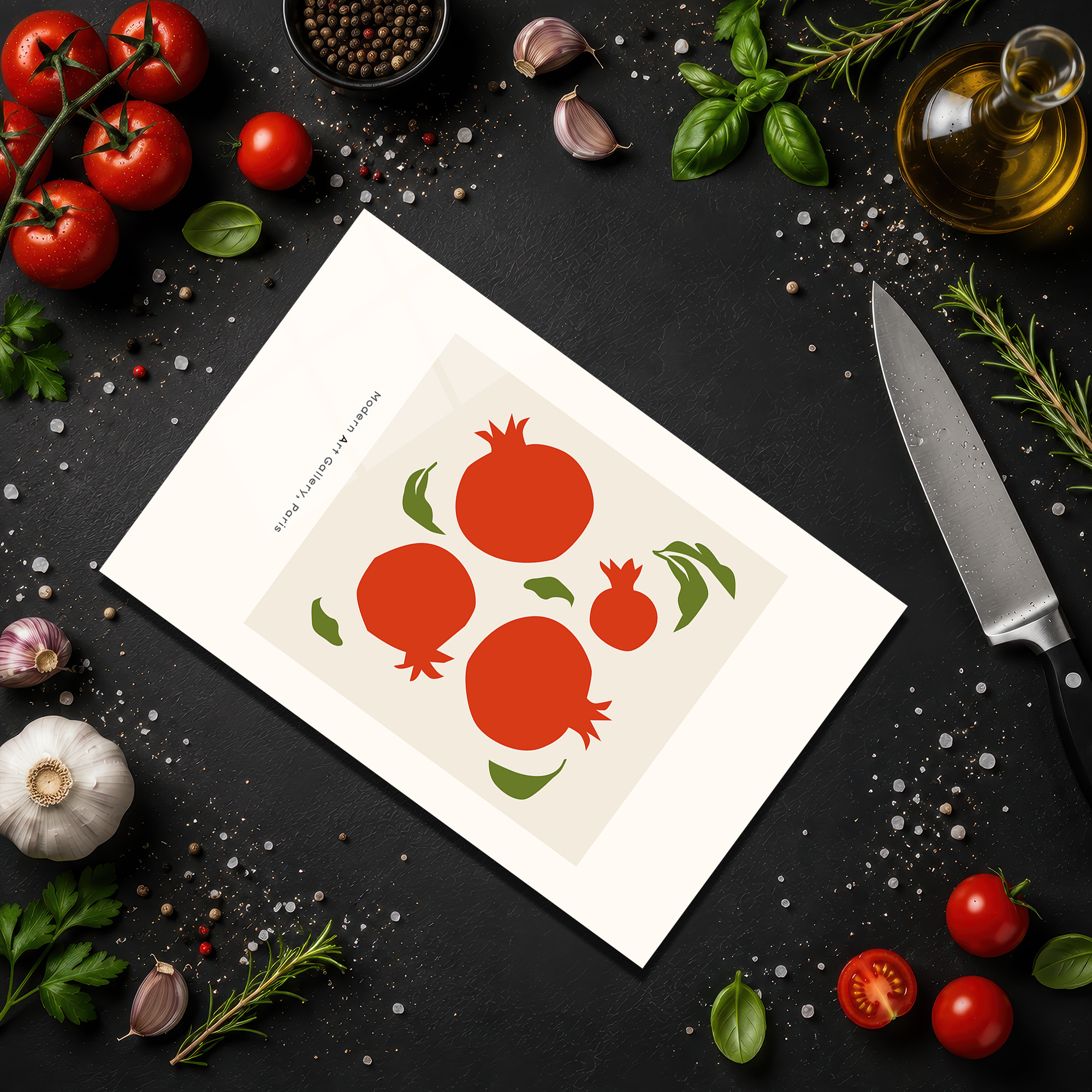 Nar Desenli Modern Sanat Cam Kesme Tahtası - Glazella Nar Desenli Modern Sanat Cam Kesme Tahtası - Glazella