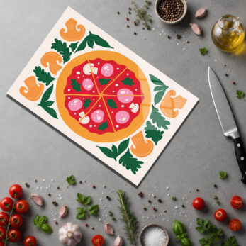 Canlı Pizza Desenli Çok Amaçlı Temperli Cam Kesme Tahtası - Glazella Canlı Pizza Desenli Çok Amaçlı Temperli Cam Kesme Tahtası - Glazella