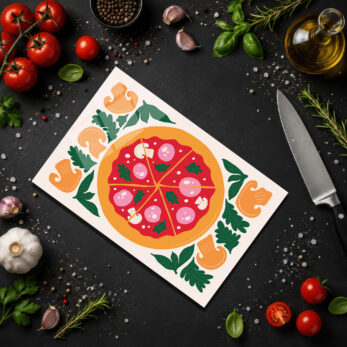 Canlı Pizza Desenli Çok Amaçlı Temperli Cam Kesme Tahtası - Glazella Canlı Pizza Desenli Çok Amaçlı Temperli Cam Kesme Tahtası - Glazella