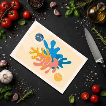 Modern Sanat Motifli Yuvarlak Cam Kesme Tahtası - Glazella Modern Sanat Motifli Yuvarlak Cam Kesme Tahtası - Glazella