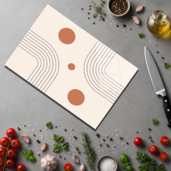 Minimalist Sanat Desenli Yuvarlak Cam Kesme Tahtası - Glazella Minimalist Sanat Desenli Yuvarlak Cam Kesme Tahtası - Glazella
