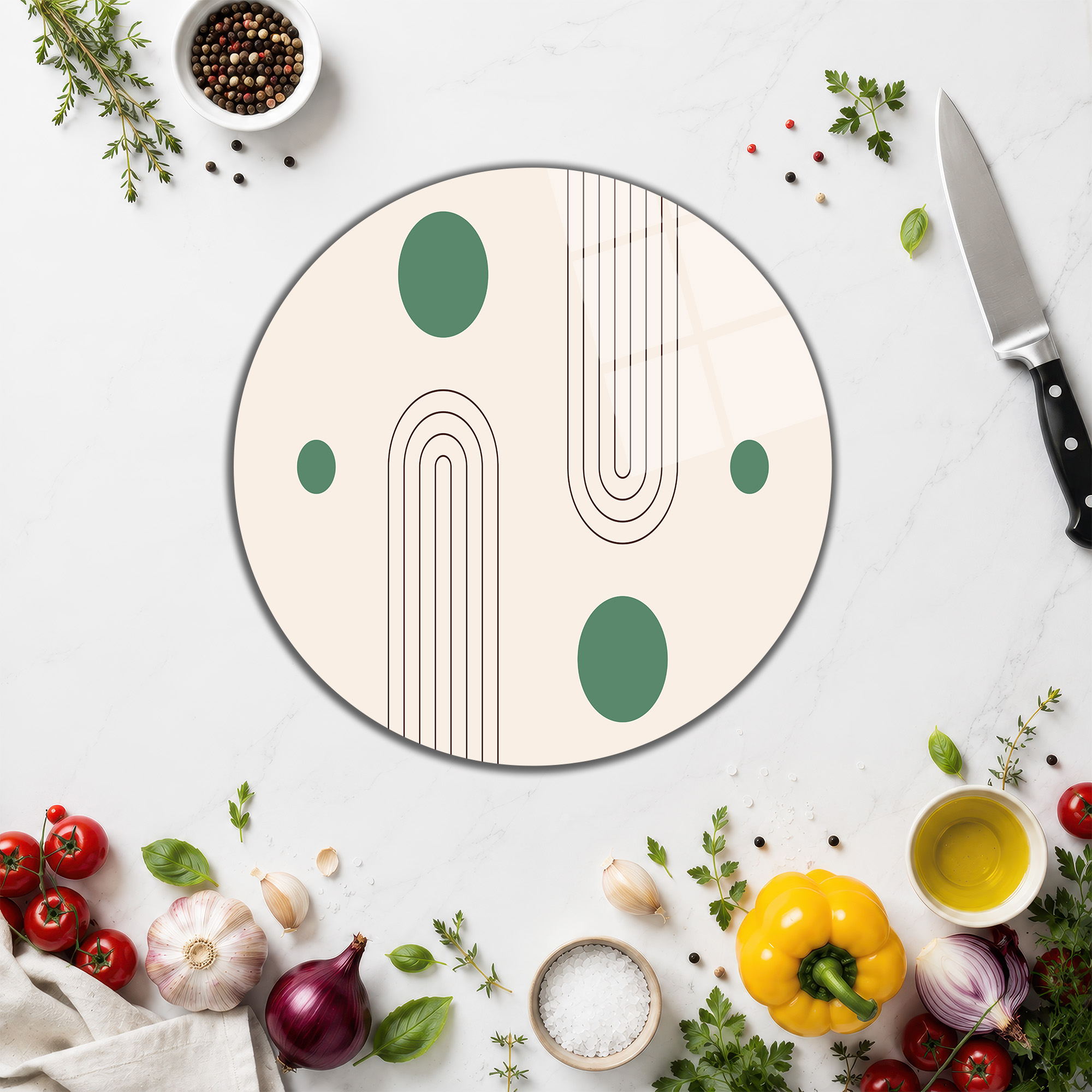 Modern Minimalist Desenli Cam Kesme Tahtası | Dekoratif Servis ve Doğrama - Glazella Modern Minimalist Desenli Cam Kesme Tahtası | Dekoratif Servis ve Doğrama - Glazella