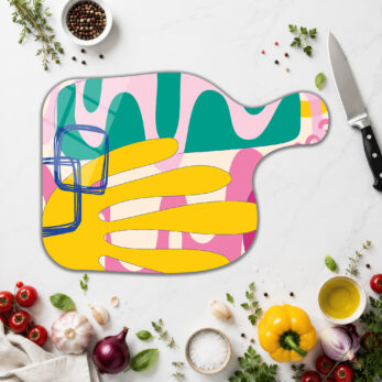 Modern Sanat Desenli Cam Kesme Tahtası – Mutfakta Şıklık ve Hijyen - Glazella