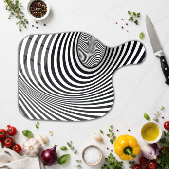 Hipnotik Spiral Desenli Yuvarlak Cam Kesme Tahtası - Glazella