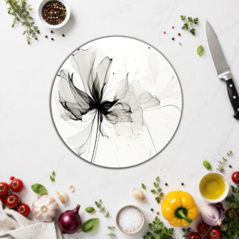 Ethereal Çiçek Desenli Dekoratif Cam Kesme Tahtası | Şık Mutfak Yardımcısı - Glazella