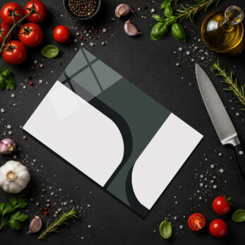 Modern Geometrik Desenli Cam Kesme Tahtası - Glazella Modern Geometrik Desenli Cam Kesme Tahtası - Glazella