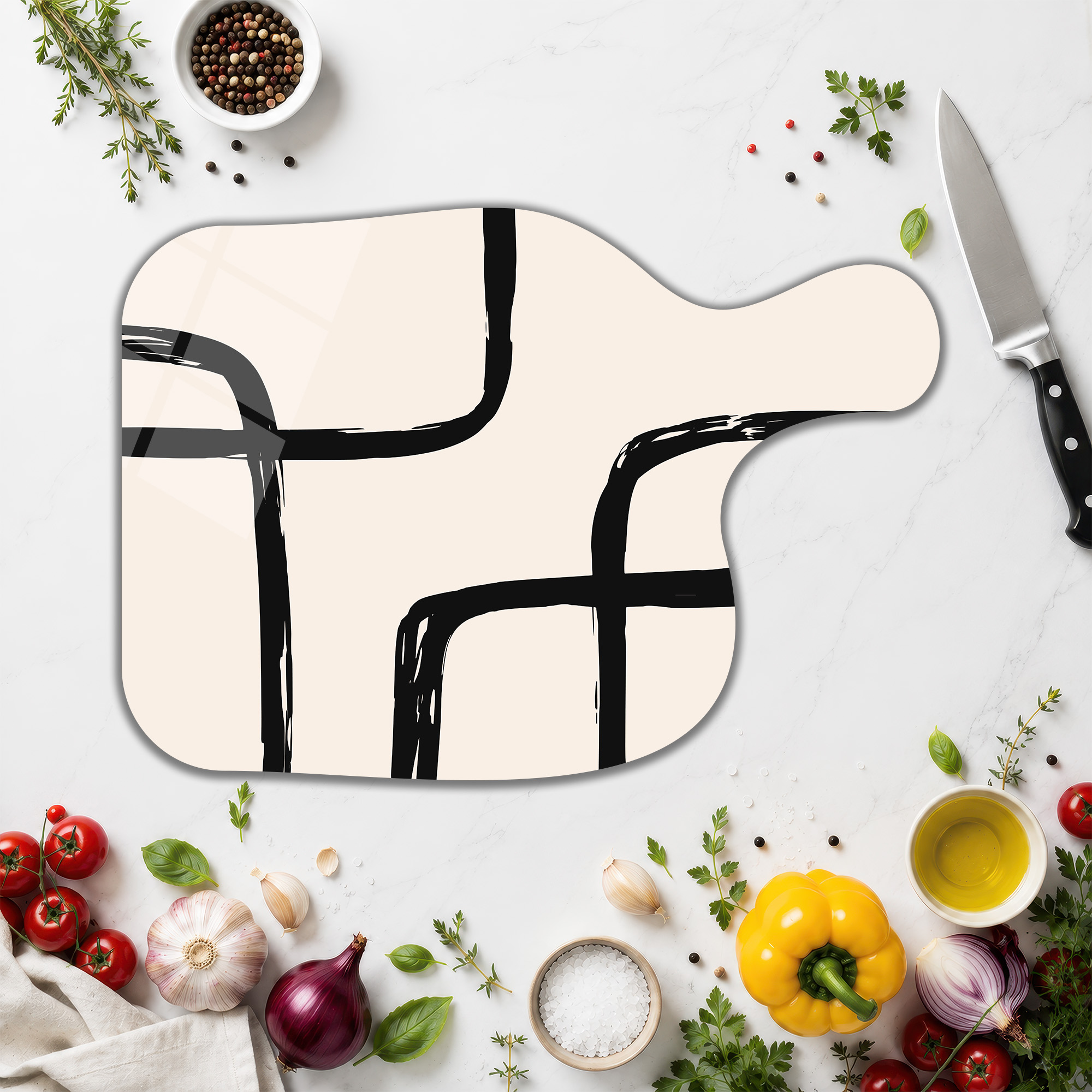 Minimalist Çizgili Modern Cam Kesme Tahtası | Çok Amaçlı Servis ve Doğrama - Glazella Minimalist Çizgili Modern Cam Kesme Tahtası | Çok Amaçlı Servis ve Doğrama - Glazella