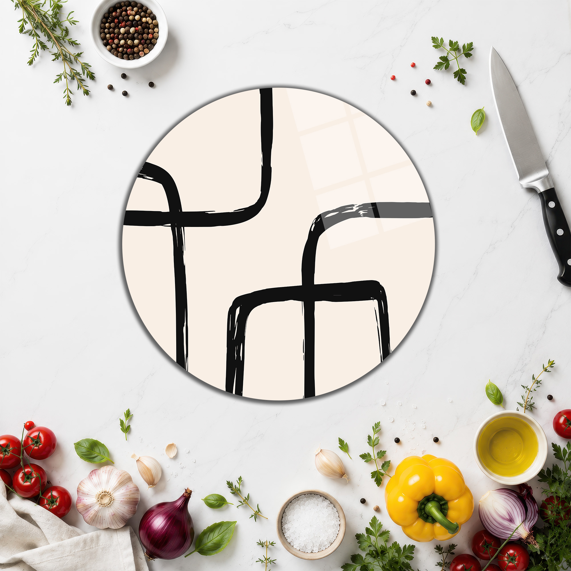 Minimalist Çizgili Modern Cam Kesme Tahtası | Çok Amaçlı Servis ve Doğrama - Glazella Minimalist Çizgili Modern Cam Kesme Tahtası | Çok Amaçlı Servis ve Doğrama - Glazella