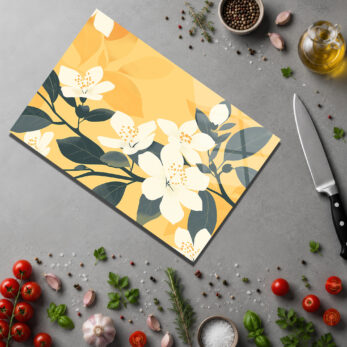 Sarı Çiçek Desenli Kırılmaya Dayanıklı Cam Kesme Tahtası - Glazella Sarı Çiçek Desenli Kırılmaya Dayanıklı Cam Kesme Tahtası - Glazella