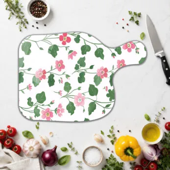 Pembe Çiçek Desenli Çok Amaçlı Cam Kesme Tahtası - Glazella