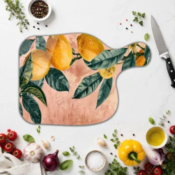 Tropik Mango Desenli Yuvarlak Cam Kesme Tahtası - Glazella