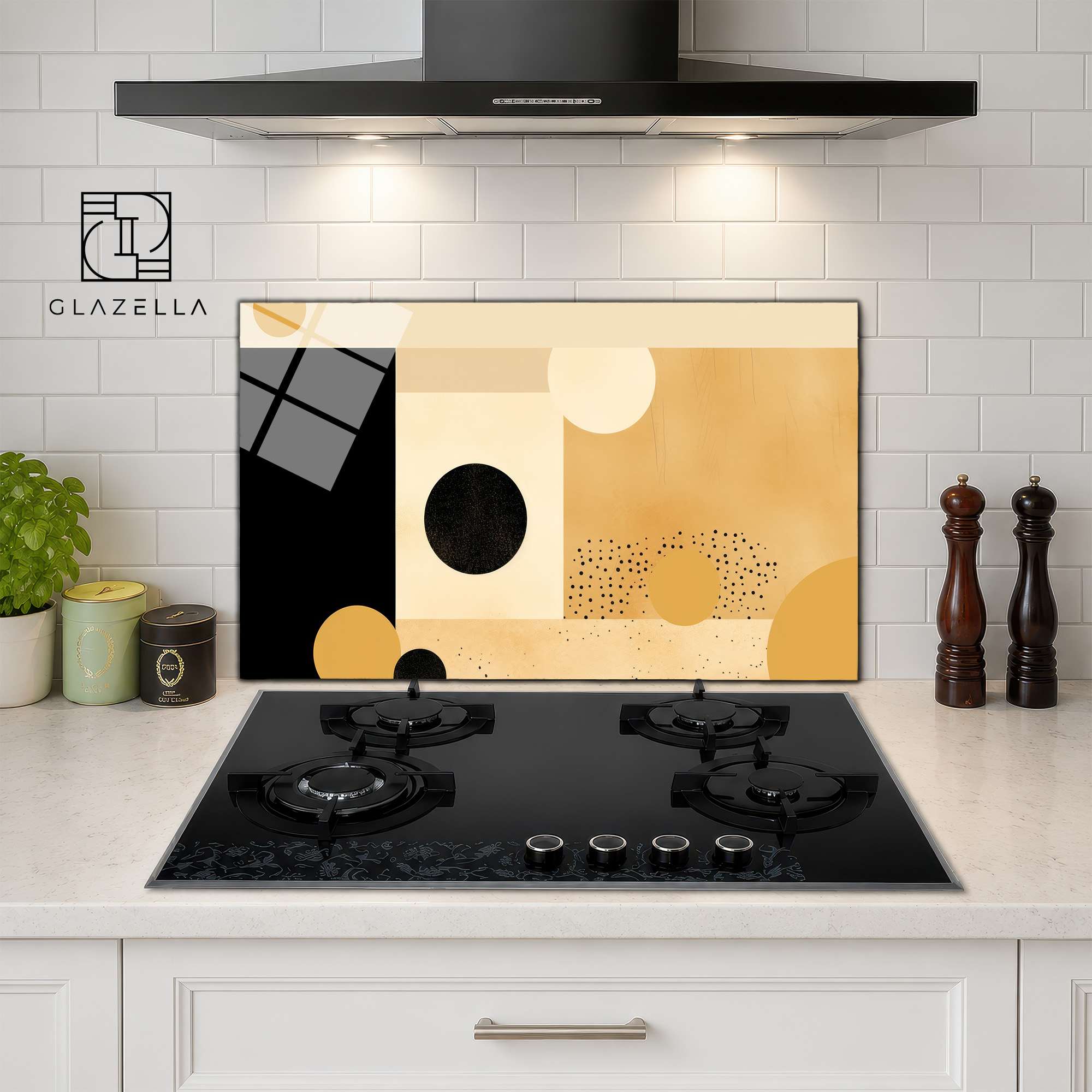 Soyut Geometrik Sanat Ocak Arkası Koruyucu Cam Panel - Glazella Soyut Geometrik Sanat Ocak Arkası Koruyucu Cam Panel - Glazella