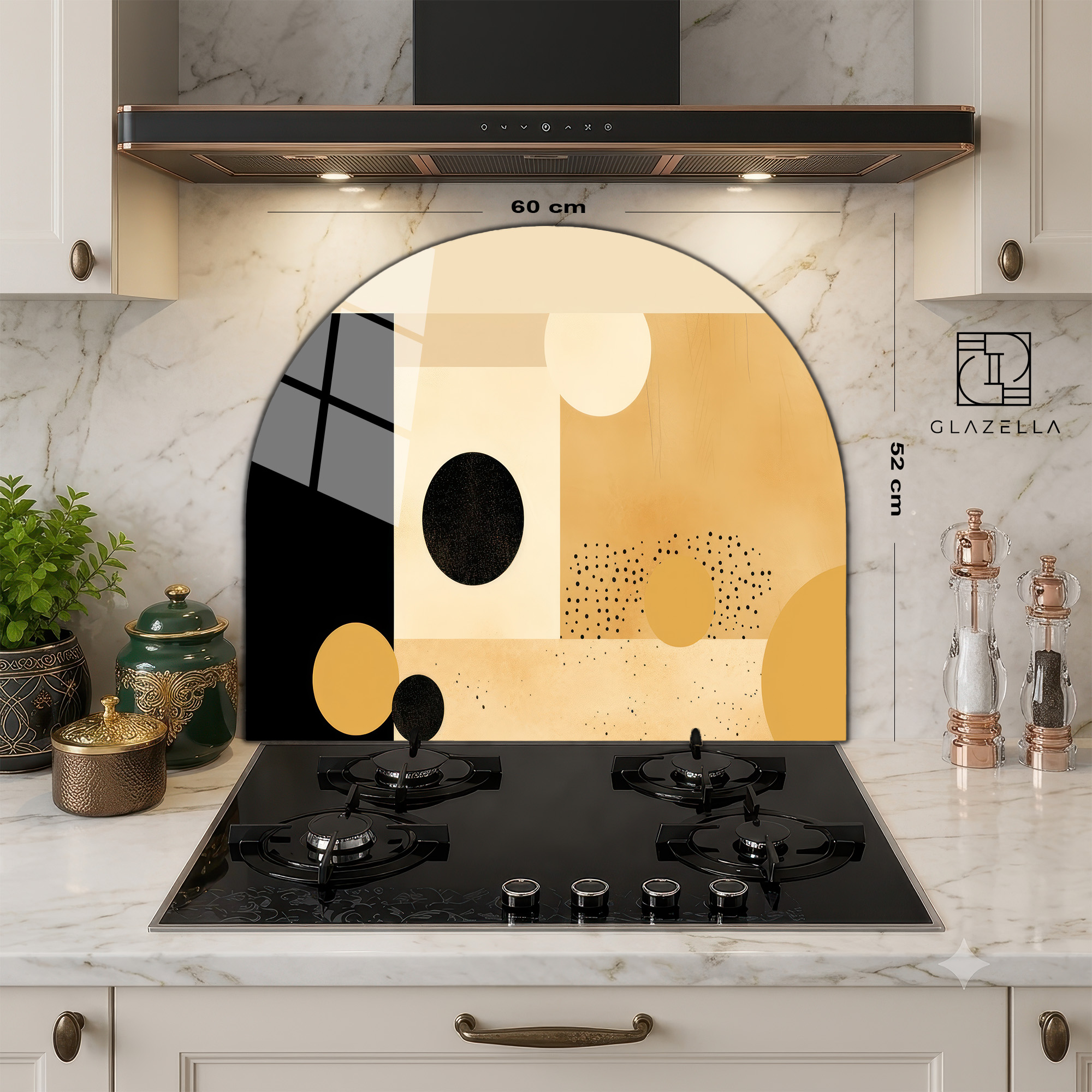Soyut Geometrik Sanat Ocak Arkası Koruyucu Cam Panel - Glazella Soyut Geometrik Sanat Ocak Arkası Koruyucu Cam Panel - Glazella